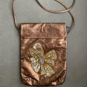 Vintage bronze & gold leather crossbody bag